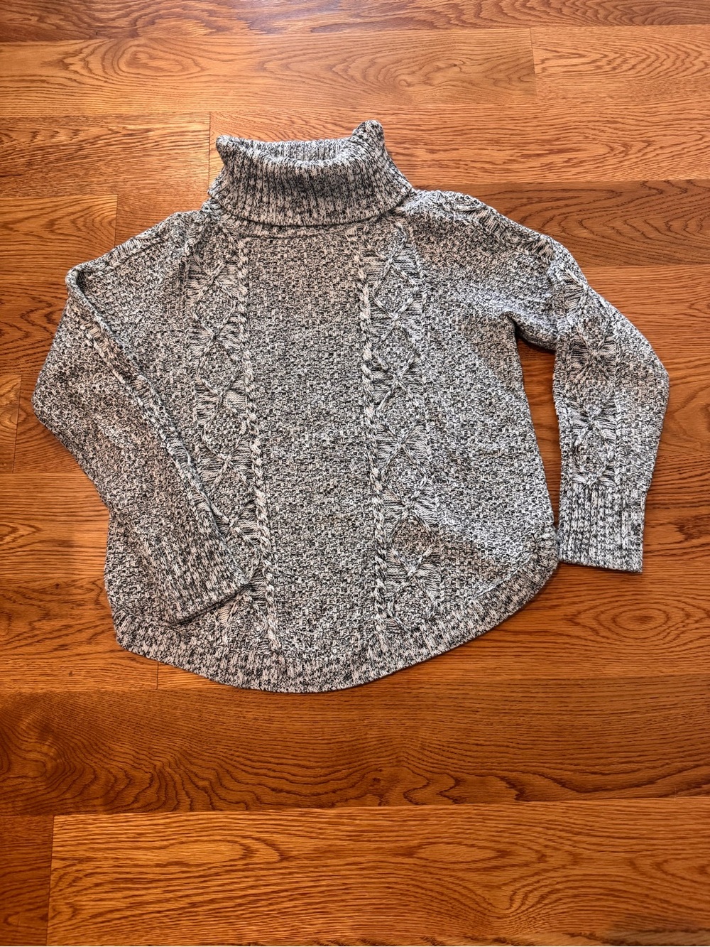 GAP Grey Marled Cable Turtleneck Sweater